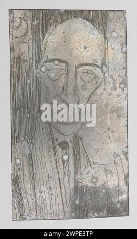 Ritratto caricaturale di una figura maschile disegnato da Feliks Jabłczyński intorno al 1924, che mette in evidenza le caratteristiche facciali esagerate e l'espressione. Foto Stock