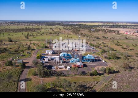 Aerial of Origin Energy Natural gas Powered Power Station Roma Queensland Australia Foto Stock