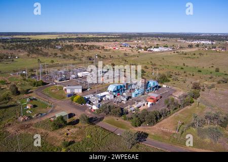 Aerial of Origin Energy Natural gas Powered Power Station Roma Queensland Australia Foto Stock