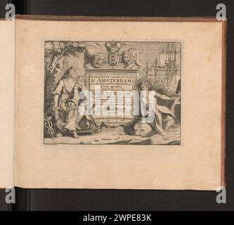 Title card dell'album: Description de la Fameuse ville d'Amsterdam: Avec Ses Plus considerevoli edifici et Vues Agreables. Afbeeldinge van de dowry-vermaarde Stadt Amsterdam Benevens Derselver VoornaamSte Gebouwen en Gesigten alle Naaukeurig na't Level Getkent en uitgegevent Amsterdam; Laan, Adolf Van Der (1684-1742), Leth, Hendrick De (1703-1766); circa 1740 (1701-00-00-00-1800-00-00-00-00-00-00-00-00-00-00-00-00-00-00-00-00-00-00-00-00-00-00-00-00-00-00-00 spalle (trasporto), grafica olandese, olandese (cultura), cartoline, chiese (architetto), bagni (iconogr.), Ponti (. Foto Stock