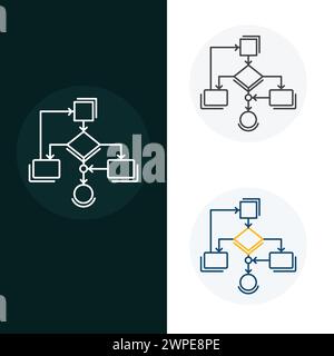 Progettazione delle icone del vettore della logica computazionale dell'algoritmo Illustrazione Vettoriale