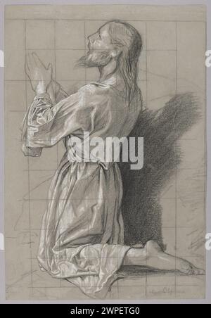 Un dipinto del 1894 di Hans Thoma che mostra Cristo sul Monte Ulivi, illustrando la scena biblica con composizione paesaggistica e figurativa. Foto Stock