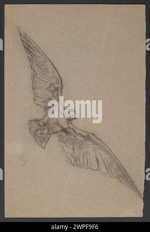 Dipinto di Hans Thoma, 1890-1900, raffigurante un'aquila in volo su un paesaggio naturale. Foto Stock