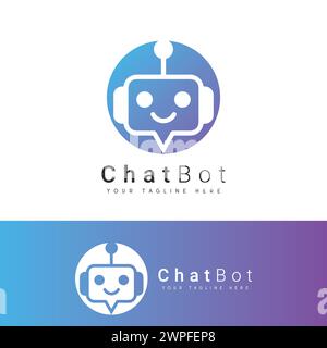 Logo robot Chat Design Bot Talk logotipo Illustrazione Vettoriale