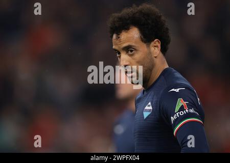 Monaco, Germania. 5 marzo 2024. Felipe Anderson della SS Lazio guarda durante la partita di UEFA Champions League all'Allianz Arena di Monaco. Il credito per immagini dovrebbe essere: Jonathan Moscrop/Sportimage Credit: Sportimage Ltd/Alamy Live News Foto Stock