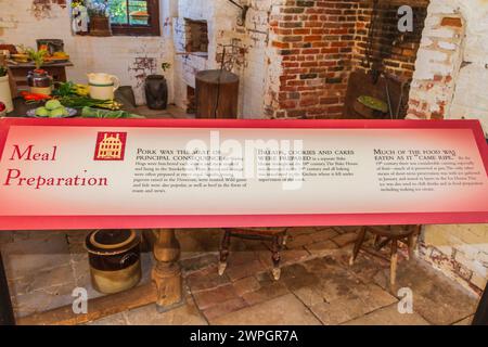 Cucina alla Shirley Plantation. La storica Shirley Plantation, fondata nel 1613, è la più antica piantagione della Virginia occupata continuamente dal 1613. Foto Stock