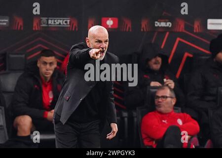 Milano, Italia. 7 marzo 2024. Stefano pioli (AC Milan) durante la partita di calcio UEFA Europa League tra AC Milan e Slavia Praga allo Stadio San Siro di Milano, Italia settentrionale - giovedì 7 marzo 2024. Sport - calcio . (Foto di Spada/LaPresse) credito: LaPresse/Alamy Live News Foto Stock