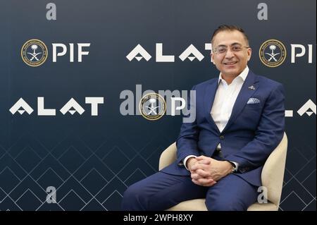 Riyadh, Arabia Saudita. 4 marzo 2024. Il CEO globale di Saudi Alat Amit Midha ha posato durante un'intervista alla LEAP Tech Conference 2024 a Riyadh, Arabia Saudita, il 4 marzo 2024. Il CEO globale di Saudi Alat Amit Midha ha sottolineato l'importanza di collaborare con la Cina nell'ambizione dell'Arabia Saudita nei settori dell'intelligenza artificiale (ai) e intelligente. Crediti: Wang Haizhou/Xinhua/Alamy Live News Foto Stock