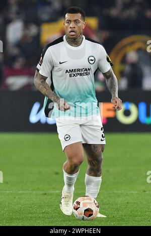 Roma, Lazio. 7 marzo 2024. Igor di Brighton e Hove Albion durante la partita di UEFA Europa League tra Roma e Brighton & Hove Albion allo stadio Olimpico di Roma, Italia, 7 marzo 2024. Crediti: massimo insabato/Alamy Live News Foto Stock