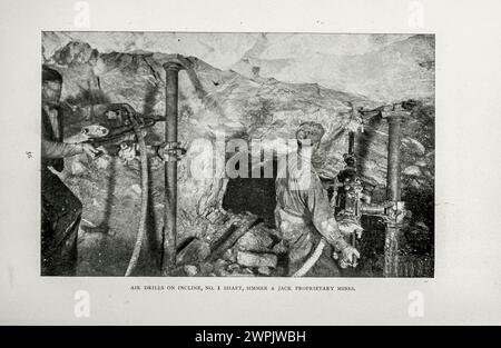 Air Drills, Simmer & Jack Owned Mines, Witwatersrand, dall'articolo CHE ESTRAE I MINERALI D'ORO DEL WITWATERSRAND. Di H. H. Webb e Pope Yeatman. Dalla rivista Engineering dedicata al progresso industriale volume XV 1898 The Engineering Magazine Co Foto Stock