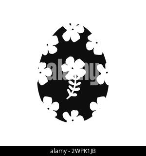 Uovo Black Linocut of Easter Holiday Illustrazione Vettoriale