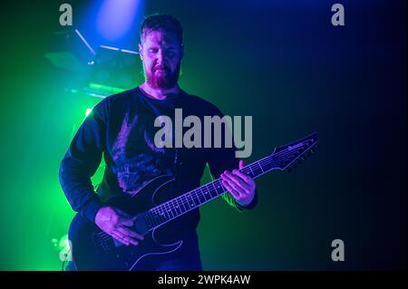 14 ottobre 2023: Sean Delander - Thy Art Is Murder suonano un concerto a Milano Foto Stock