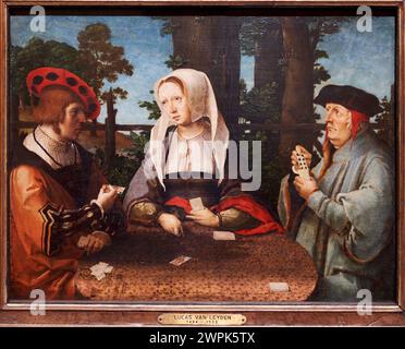 Lucas van Leyden (Leiden, hacia 1494-1533), i giocatori di carte, Hacia 1520 Foto Stock