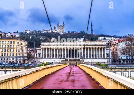 Ponte pedonale sul fiume Soane Palais du Justice Lione Francia Foto Stock