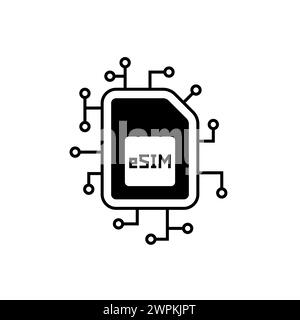 icona nera della sim integrata come esim Illustrazione Vettoriale