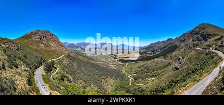 Panorama di Franschhoek, zona vinicola, Provincia del Capo Occidentale, Sudafrica, Africa Foto Stock