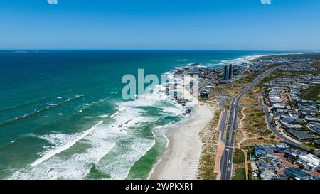 Aerea di Bloubergstrand Beach, Table Bay, città del Capo, Sudafrica, Africa Foto Stock
