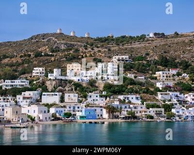 Pandeli Waterfront, Agia Marina, Leros Island, Dodecaneso, Isole greche, Grecia, Europa Foto Stock