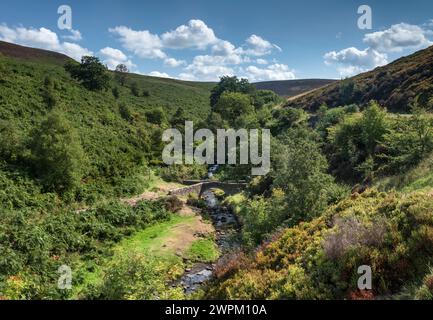 Derbyshire Bridge e il fiume Goyt in estate, Goyt Valley, Peak District National Park, Derbyshire, Inghilterra, Regno Unito, Europa Foto Stock