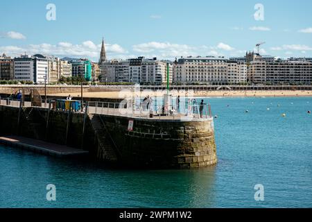 La Concha Bay, Donostia, San Sebastian, Gipuzkoa, Paesi Baschi, Spagna, Europa Foto Stock