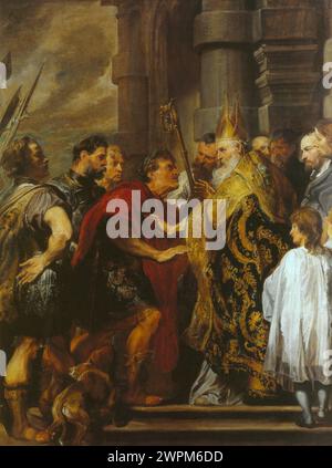 Sir Anthony van Dyck, Sant'Ambrogio, escluso Teodosio dalla Cattedrale di Milano Foto Stock