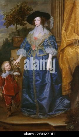 Sir Anthony van Dyck, la regina Henrietta Maria con Sir Jeffrey Hudson Foto Stock