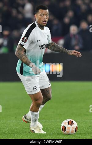 Roma, Lazio. 7 marzo 2024. Igor di Brighton e Hove Albion durante la partita di UEFA Europa League tra Roma e Brighton & Hove Albion allo stadio Olimpico di Roma, Italia, 7 marzo 2024. Credito AllShotLive: SIPA USA/Alamy Live News Foto Stock