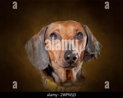 Ritratto orizzontale di un Dachshund rosso uniforme Foto Stock