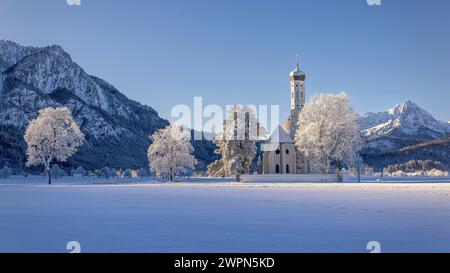 Chiesa di S.. Colomano d'inverno. Schwangau, Baviera, Germania. Foto Stock