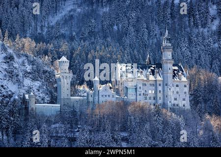 Castello di Neuschwanstein in inverno. Schwangau, Baviera, Germania. Foto Stock
