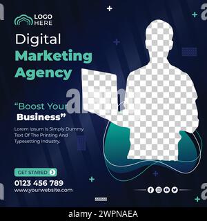 Marketing digitale aziendale Social Media Post Design. Business Social Media modello di post promozionale pubblicità aziendale Post sui social media Illustrazione Vettoriale