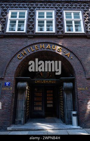 Portale d'ingresso del Chilehaus di Amburgo Foto Stock