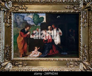 Italia Emilia Romagna Bologna - Galleria Nazionale d'Arte - adorazione dei pastori - di Ludovico Mazzolino nel 1524 Foto Stock