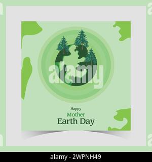 Post sui social media della giornata della Terra. Problemi ambientali e tutela ambientale. Modello di banner Web per la giornata della Terra della madre. Felice giornata Mondiale della Terra Illustrazione Vettoriale