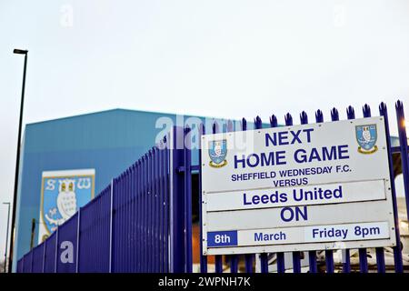 Sheffield, Regno Unito. 8 marzo 2024. Vista generale di Hillsborough in vista del match per il titolo Sky Bet a Hillsborough, Sheffield. Il credito per immagini dovrebbe essere: Jonathan Moscrop/Sportimage Credit: Sportimage Ltd/Alamy Live News Foto Stock