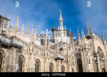 In vista dei lavori di restauro del Duomo di Milano, il Duomo cattolico di Milano, Italia. Foto Stock