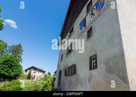 Maienfeld, Heididörfli (Heididorf) nella frazione Rofels, Rathausstall (vecchio municipio e scuola) a Bündner Herrschaft, Grigioni, Svizzera Foto Stock