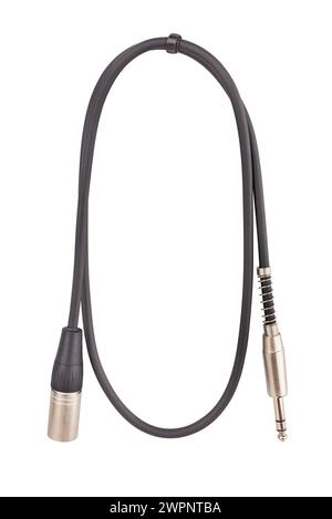 percorso del cavo audio xlr trs isolato su bianco Foto Stock