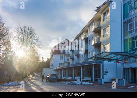 Bad Gottleuba-Berggießhübel, complesso curativo Medianklinik con 34 edifici in stile Art Nouveau in un parco di 28 ettari sul pendio dell'Helleberg, Klinik Giesenstein Haus 19, Sassonia, Germania Foto Stock