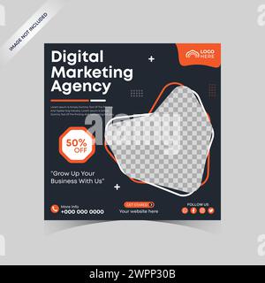 Marketing digitale aziendale Social Media Post Design. Business Social Media modello di post promozionale pubblicità aziendale Post sui social media Illustrazione Vettoriale