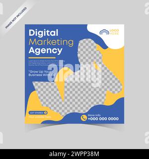 Marketing digitale aziendale Social Media Post Design. Business Social Media modello di post promozionale pubblicità aziendale Post sui social media Illustrazione Vettoriale