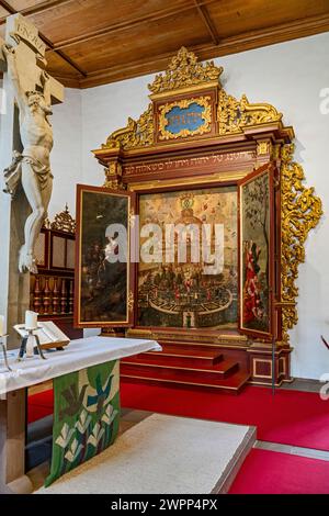 Pannello di insegnamento cabalistico nella Chiesa Evangelica della Santissima Trinità a Bad Teinach Foto Stock