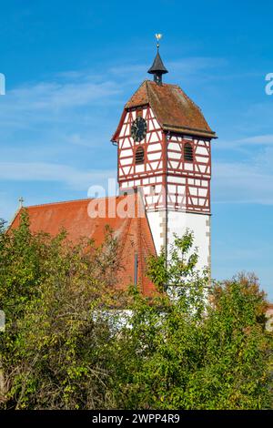 Nehren, distretto di Tübingen, la chiesa protestante di St La chiesa di Vito risale al XV secolo. Vista da est. Foto Stock