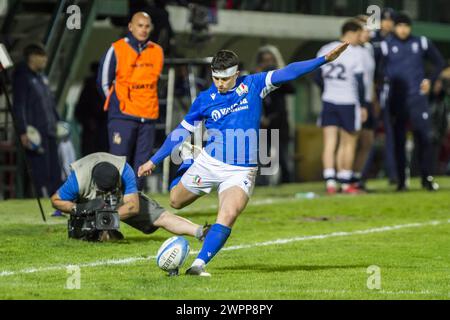 Treviso, Italia. 8 marzo 2024. 08/03/2024; foto Alfio Guarise; 6 Nazioni U20; Stadio Monigo di Treviso; Italia vs Scozia; Rugby; Italia vs Scozia; U20 durante U20 sei Nazioni - Italia vs Scozia, Rugby Six Nations match a Treviso, Italia, 08 marzo 2024 crediti: Independent Photo Agency/Alamy Live News Foto Stock