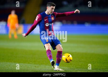 Barcellona, Spagna. 8 marzo 2024. Robert Lewandowski del FC Barcelona durante la Liga EA Sports match tra FC Barcelona e RCD Mallorca giocato allo stadio Lluis Companys l'8 marzo 2024 a Barcellona, Spagna. (Foto di Sergio Ruiz/PRESSINPHOTO) credito: PRESSINPHOTO SPORTS AGENCY/Alamy Live News Foto Stock