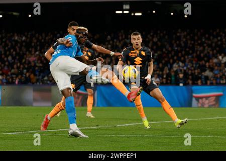 Napoli, Campania, Italia. 8 marzo 2024. Victor Osimhen del Napoli in azione durante la partita di calcio di serie A SSC Napoli - Torino FC Stadio Maradona l'8 marzo 2024 a Napoli, Italia. (Credit Image: © Ciro De Luca/ZUMA Press Wire) SOLO PER USO EDITORIALE! Non per USO commerciale! Foto Stock