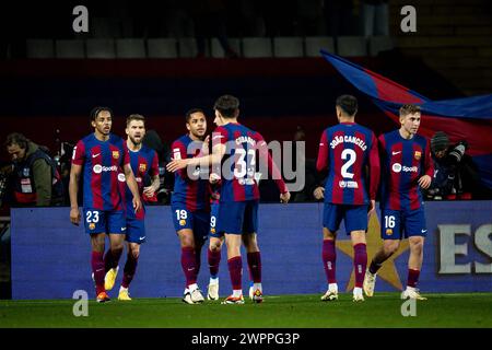 Barcellona, Spagna. 8 marzo 2024. La Liga EA Sports match tra FC Barcelona e RCD Mallorca all'Estadi Olimpic Lluis Companys, a Barcellona, in Spagna, l'8 marzo 2024. Foto di Felipe Mondino credito: Agenzia fotografica indipendente/Alamy Live News Foto Stock