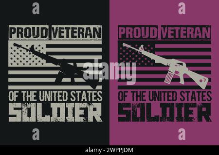 Regalo per il giorno dei veterani, camicia per veterani, camicia militare, 4 luglio, magliette con bandiera dei veterani dell'esercito, Veteran USA Military, Veteran Dad Grandpa, Memorial Illustrazione Vettoriale