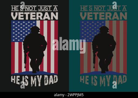 Regalo per il giorno dei veterani, camicia per veterani, camicia militare, 4 luglio, magliette con bandiera dei veterani dell'esercito, Veteran USA Military, Veteran Dad Grandpa, Memorial Illustrazione Vettoriale