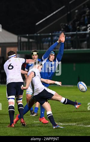 Treviso, Italia. 8 marzo 2024. Action game durante la partita del Campionato sei Nazioni Under 20 tra Italia U20 e Scozia U20 l'8 marzo allo Stadio Monigo di Treviso, Italia durante la partita U20 sei Nazioni - Italia contro Scozia, Rugby sei Nazioni a Treviso, Italia, 08 marzo 2024 Credit: Independent Photo Agency/Alamy Live News Foto Stock